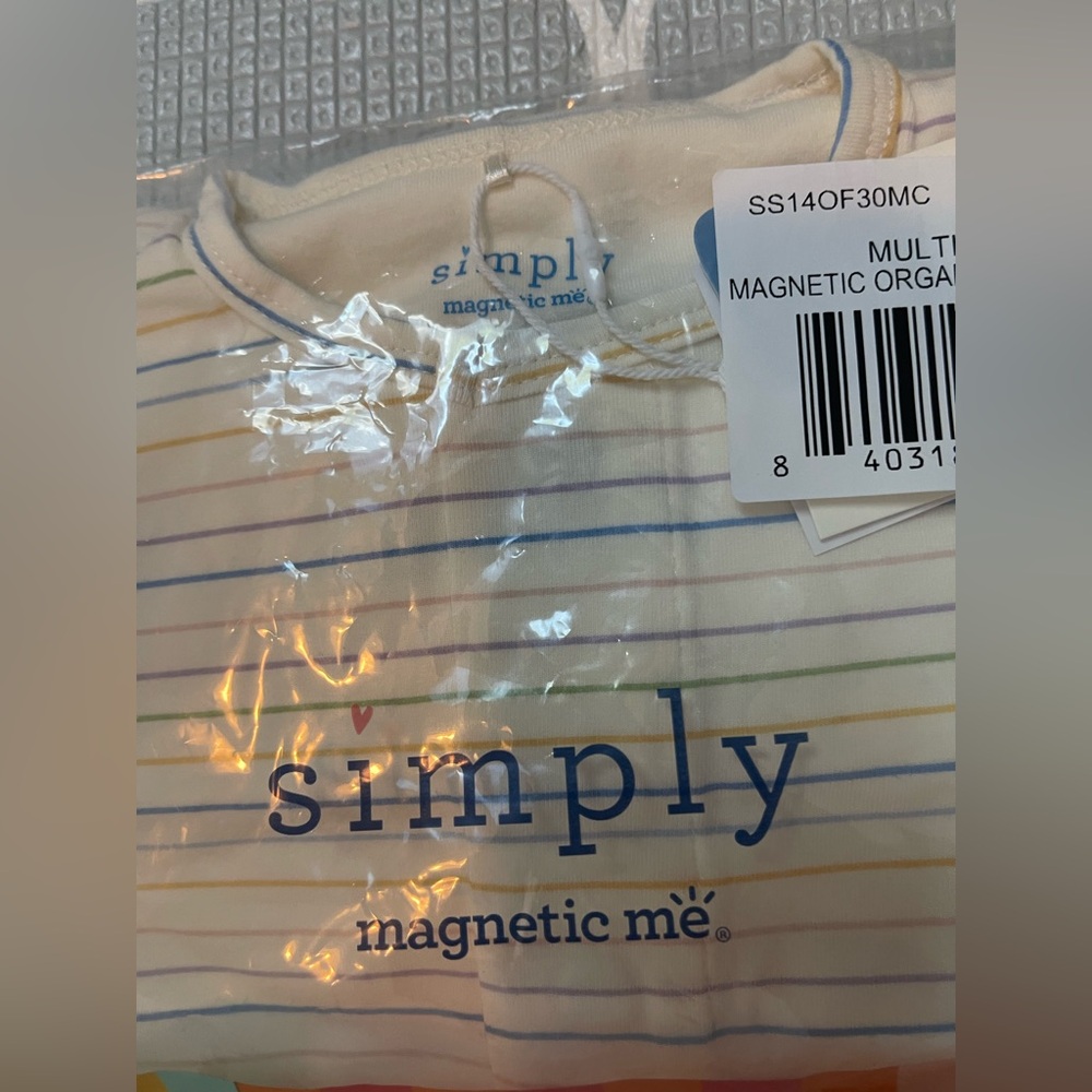 Simply Magnetic Me Cream Striped Baby Footie